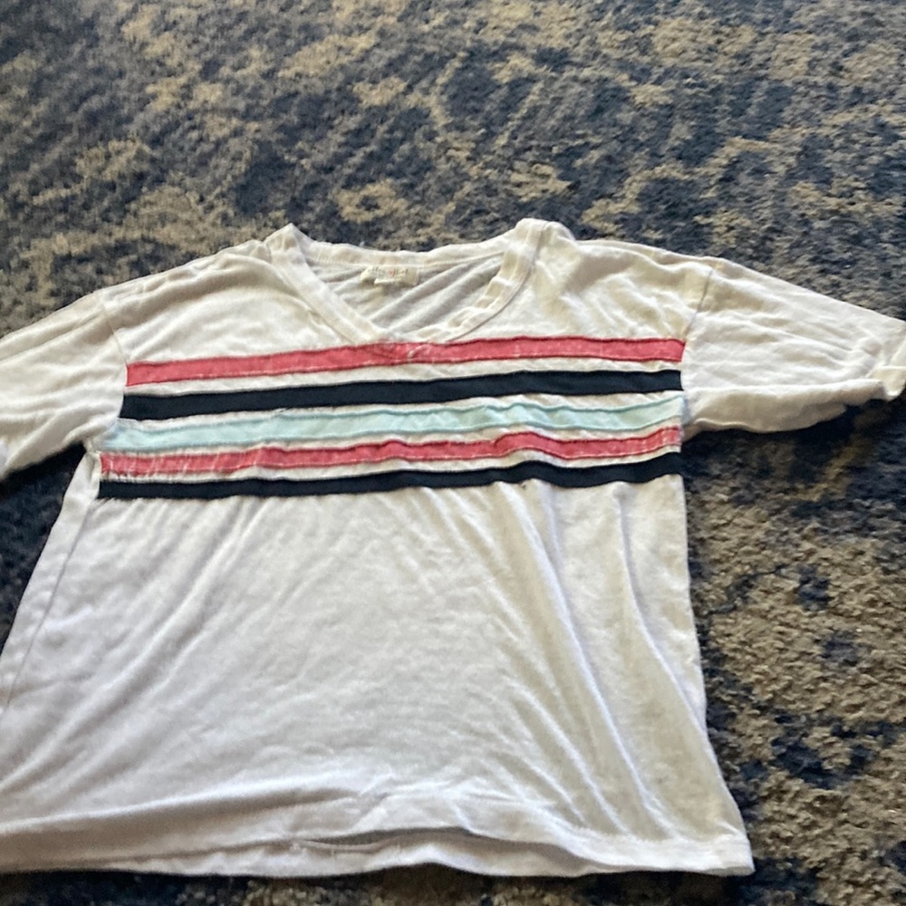 basic white tee with stripes